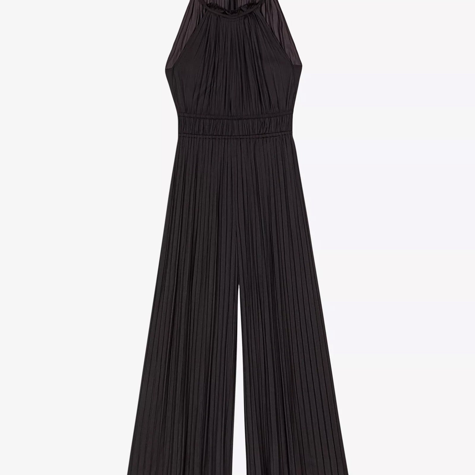 Wide-Leg Pleated Woven Jumpsuit